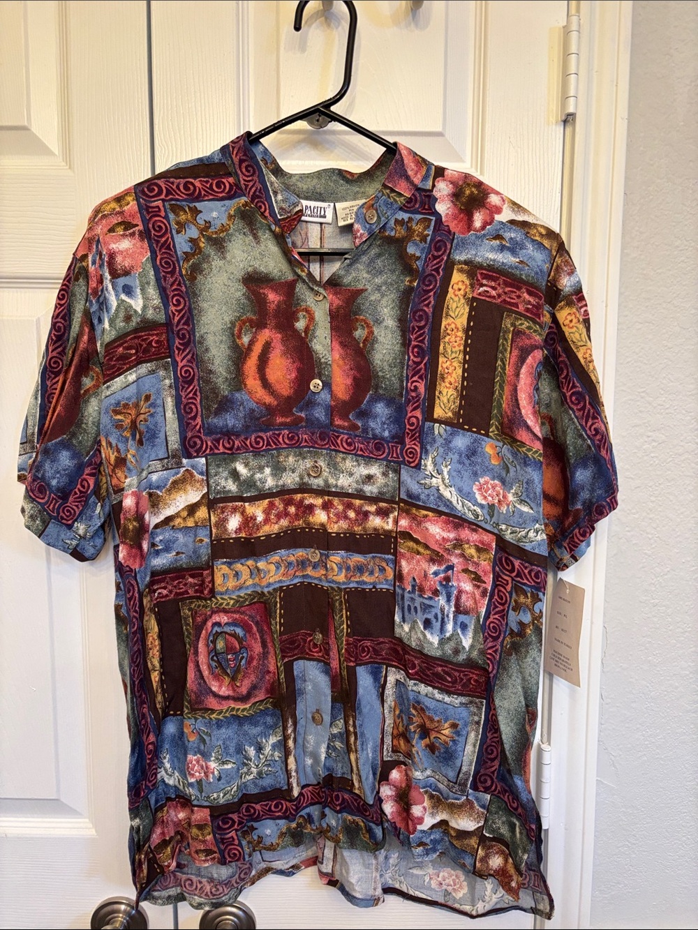Vintage deadstock jcpenney Multicolor Patchwork Short-Sleeve Button Shirt